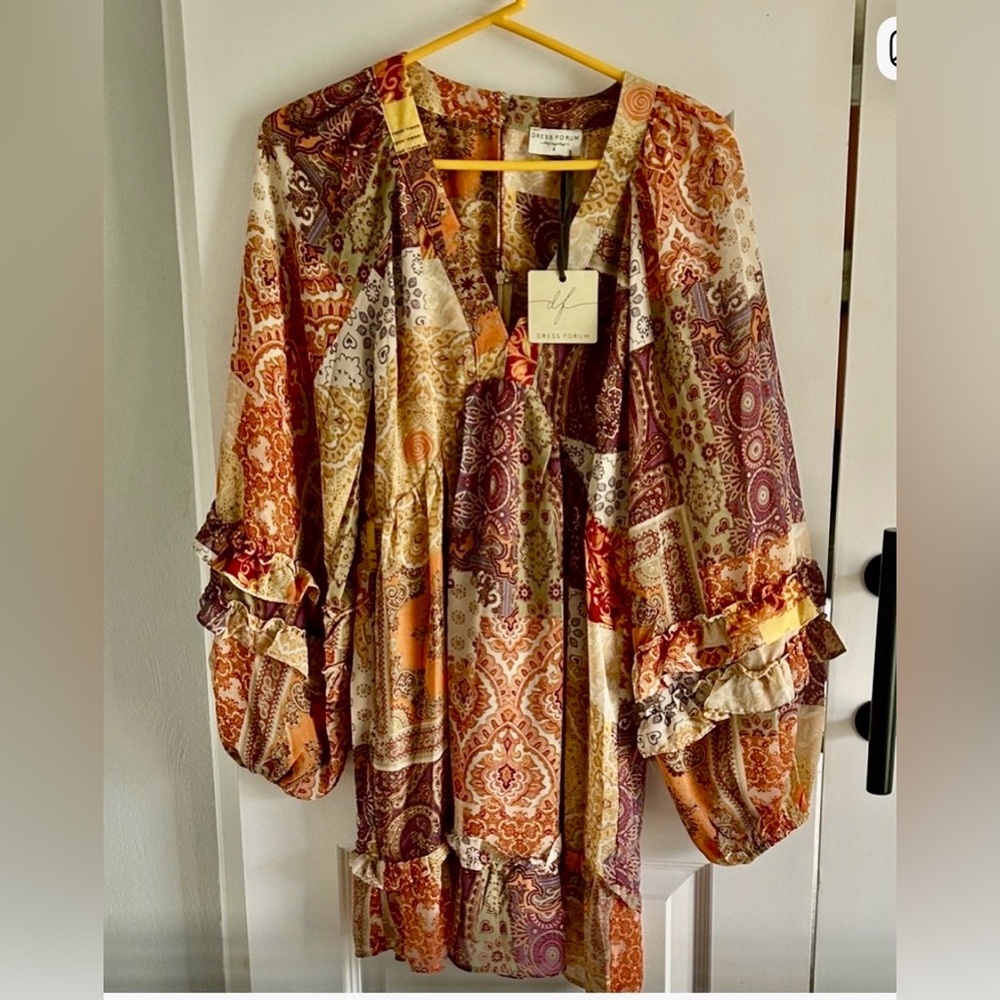 Anthropologie BOHO Dress Forum Patchwork Paisley Tunic Dress small